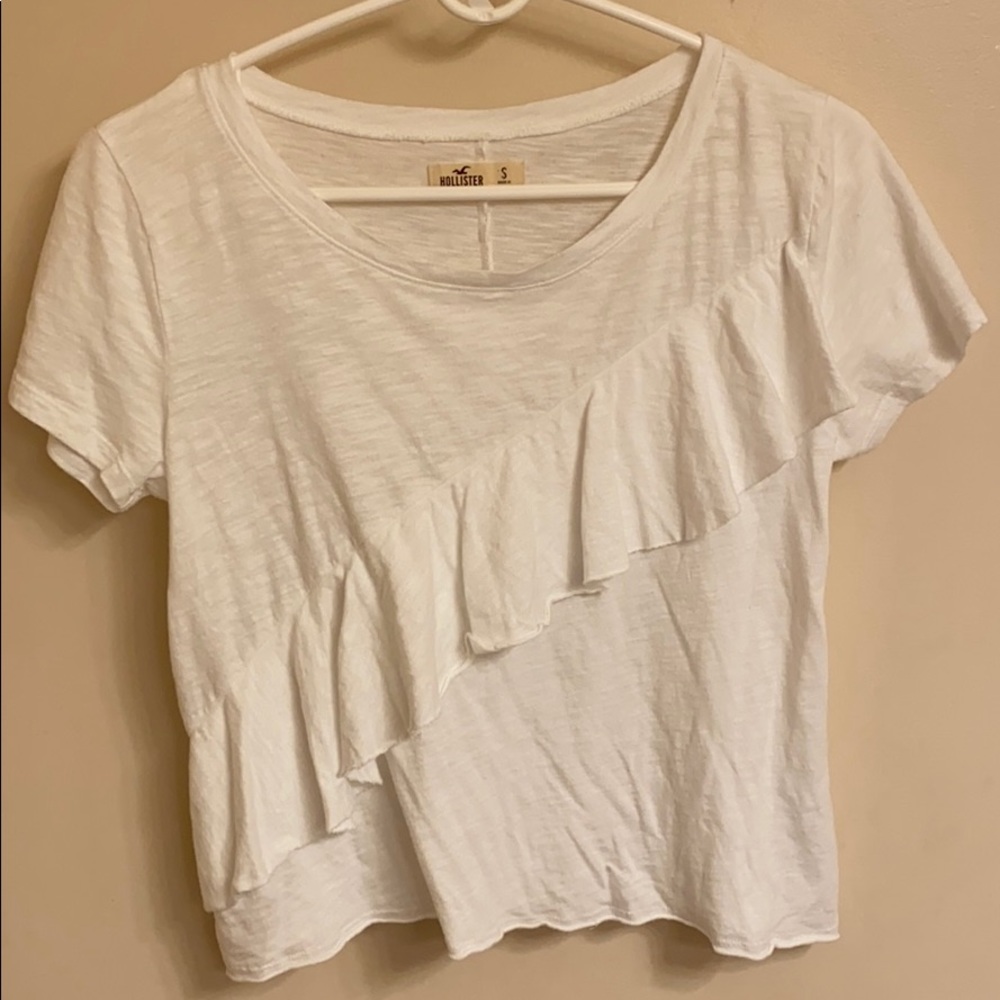 White ruffle tee